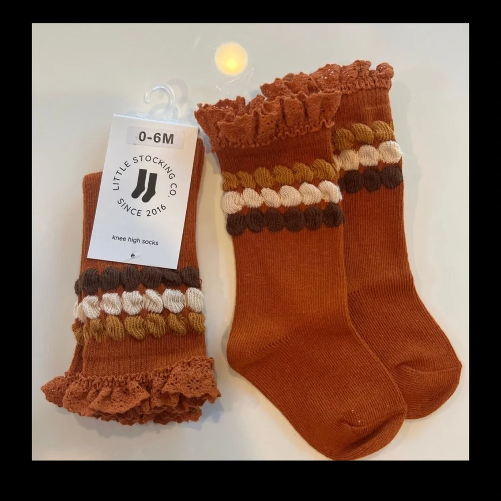 New! Amber/rustic color  Knee High Socks for Kids 0-6m set of two